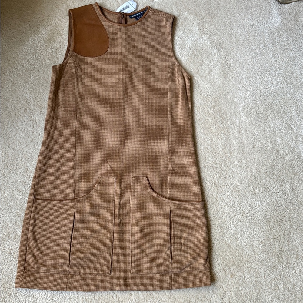 Ralph Lauren Brown Sleeveless Dress with Leather Accent
